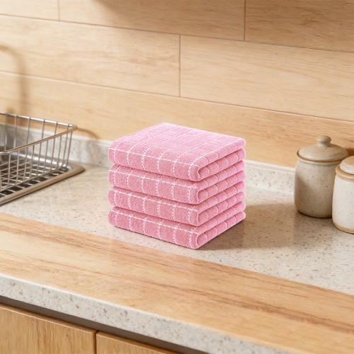 Piece pink dish towels - 4-piece,